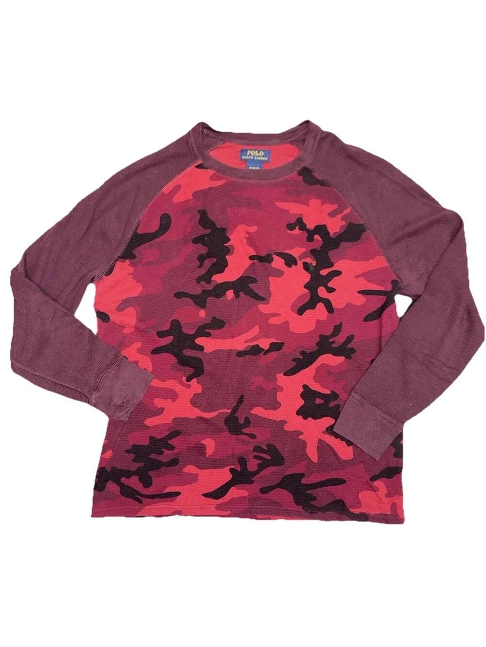 Polo Ralph Lauren mens red camo thermal cable knit Shirt Men’s XL dark halloween